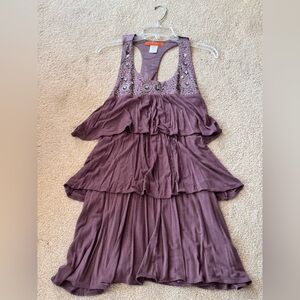 Purple Sleeveless Jewel Dress